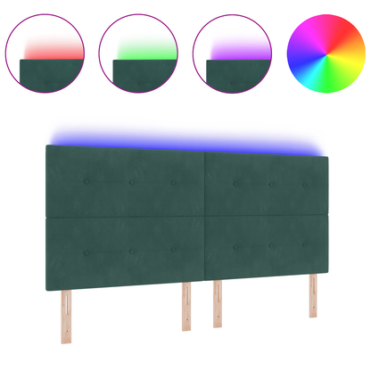 Hoofdbord met LED 100 cm fluweel donkergroen