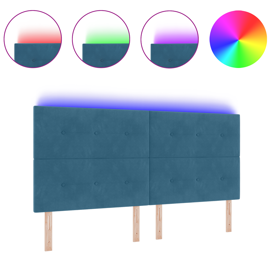 Hoofdbord met LED 100 cm fluweel donkerblauw