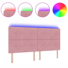 Hoofdbord met LED 100 cm fluweel roze