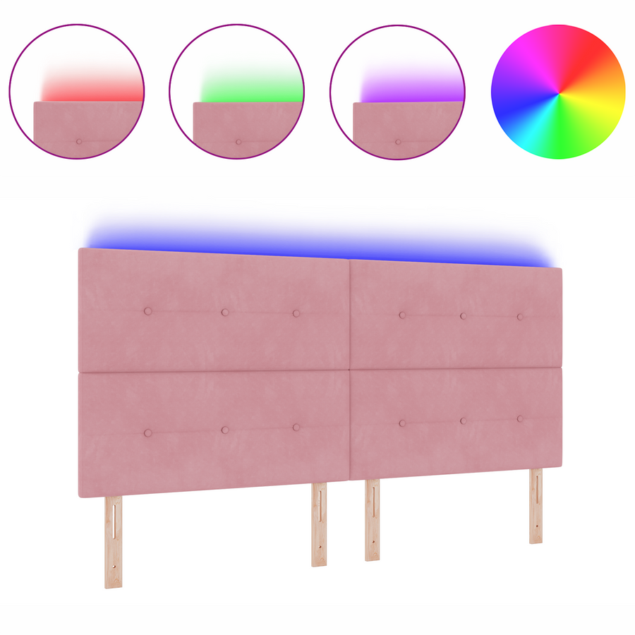Hoofdbord met LED 100 cm fluweel roze