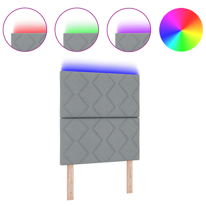 Hoofdbord LED met ruitjes 80 cm stof lichtgrijs
