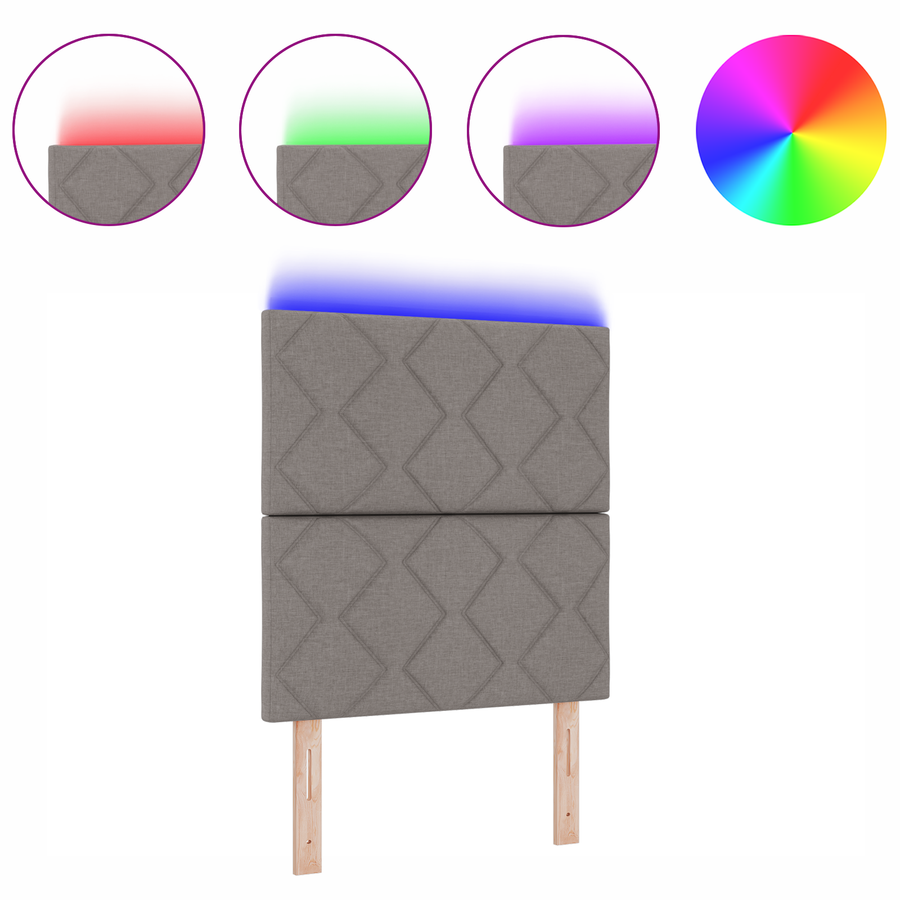 Hoofdbord LED met ruitjes 80 cm stof taupe