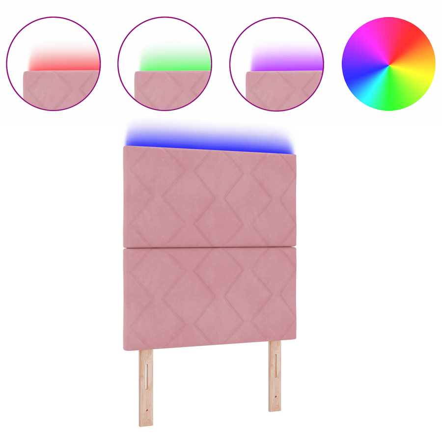 LED Hoofdbord in Diamant Blokken Design Roze 80 cm van Fluweel