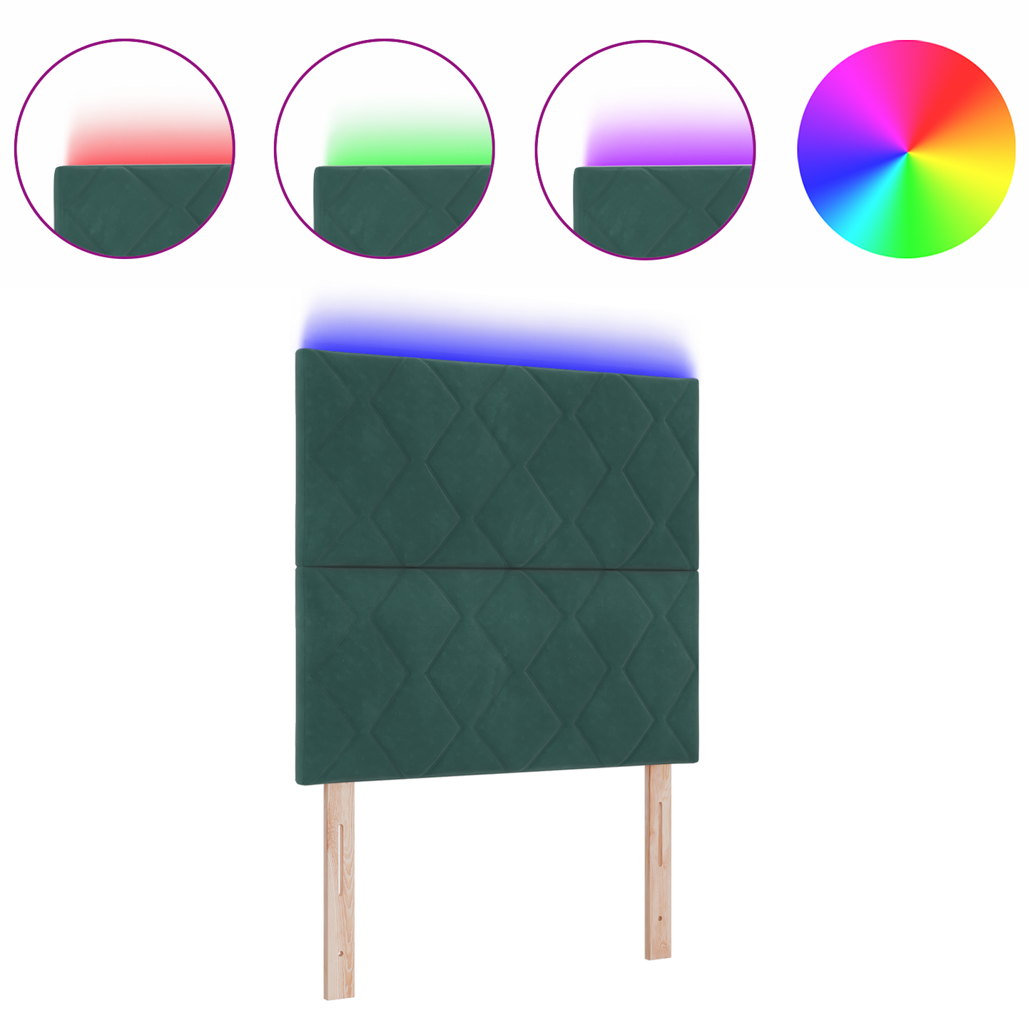 LED Hoofdbord met Diamant Blokontwerp Donkergroen 90 cm van Velvet