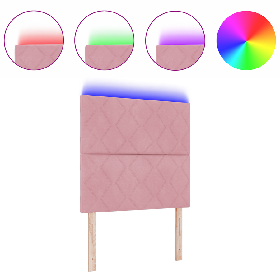 LED Hoofdbord met Diamant Blokken Ontwerp in Roze, 90 cm van Velvet