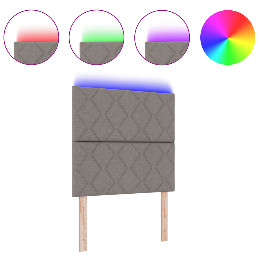 Hoofdbord LED met ruitjes 100 cm stof taupe