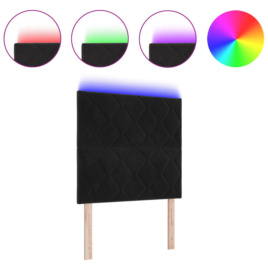 LED Hoofdbord met Diamant Blokken Ontwerp Zwart 100 cm van Fluweel