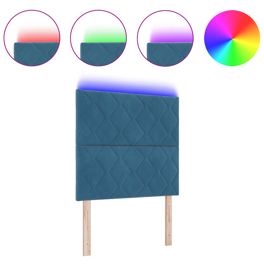 LED Hoofdbord met Diamantblok Ontwerp Donkerblauw 100 cm van Velvet