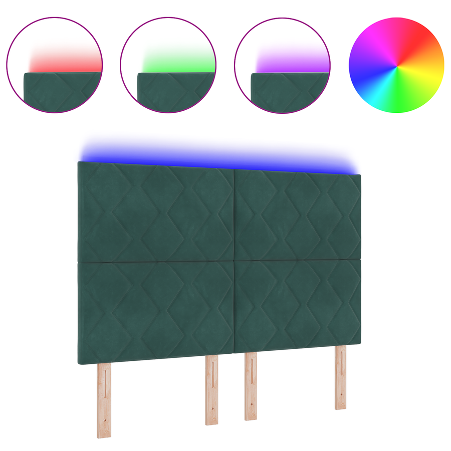 LED Hoofdeinde met Diamantblokken in Donkergroen 144 cm van Velvet