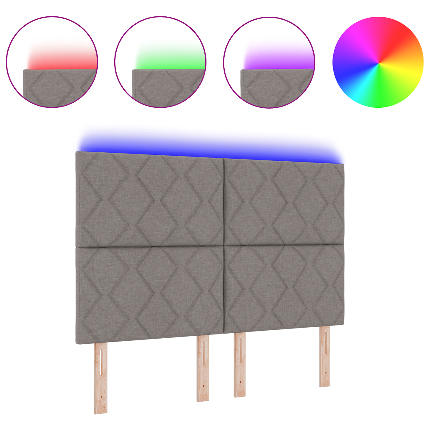 Hoofdbord LED met ruitjes 160 cm stof taupe