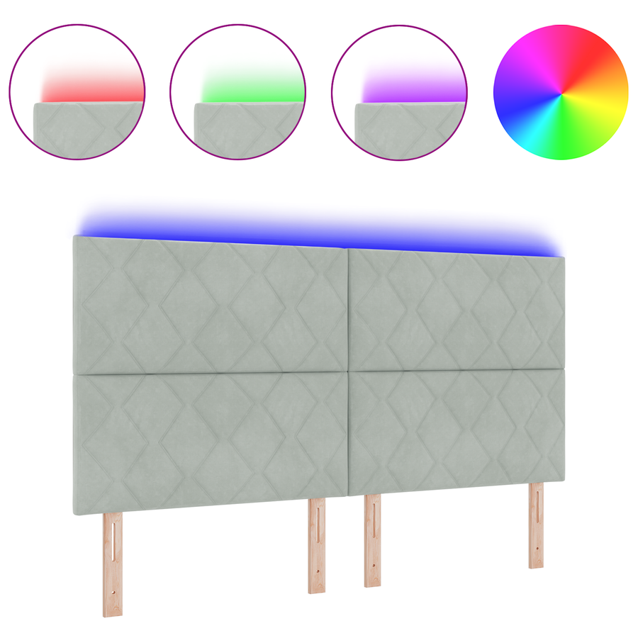 LED Hoofdbord met Diamantblokontwerp in Lichtgrijs 180 cm van Velvet