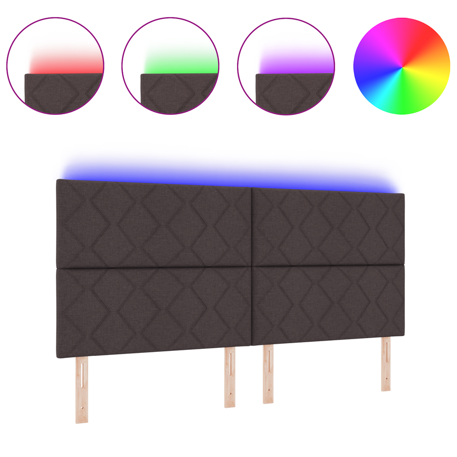 Hoofdbord LED met ruitjes 200 cm stof donkerbruin