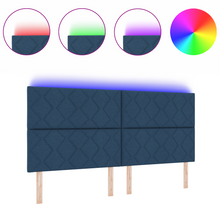 Hoofdbord LED met ruitjes 200 cm stof blauw