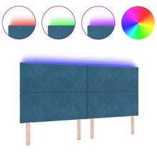 LED Hoofdbord in Diamant Blok Ontwerp Donkerblauw 200 cm van Fluweel
