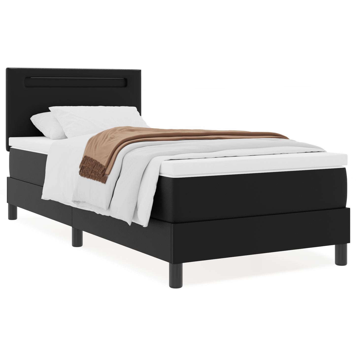 Boxspringbed met matras kunstleer zwart Single