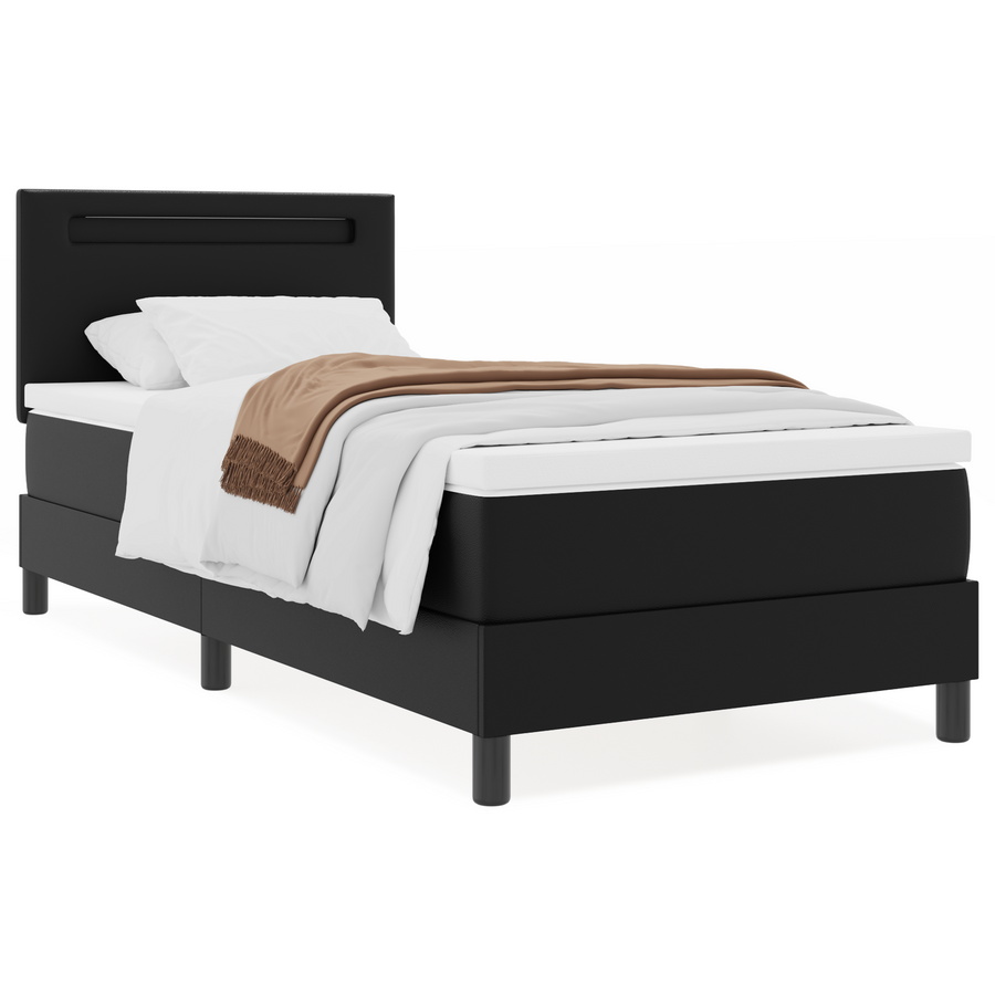 Boxspringbed met matras kunstleer zwart 90x200 cm
