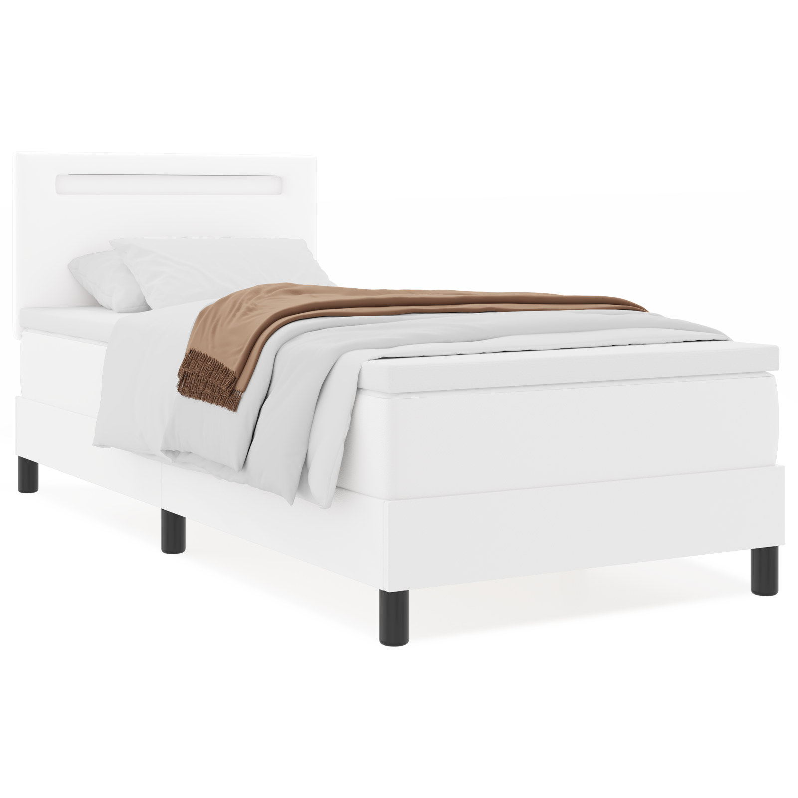 Boxspringbed met matras kunstleer grijs 90x200 cm