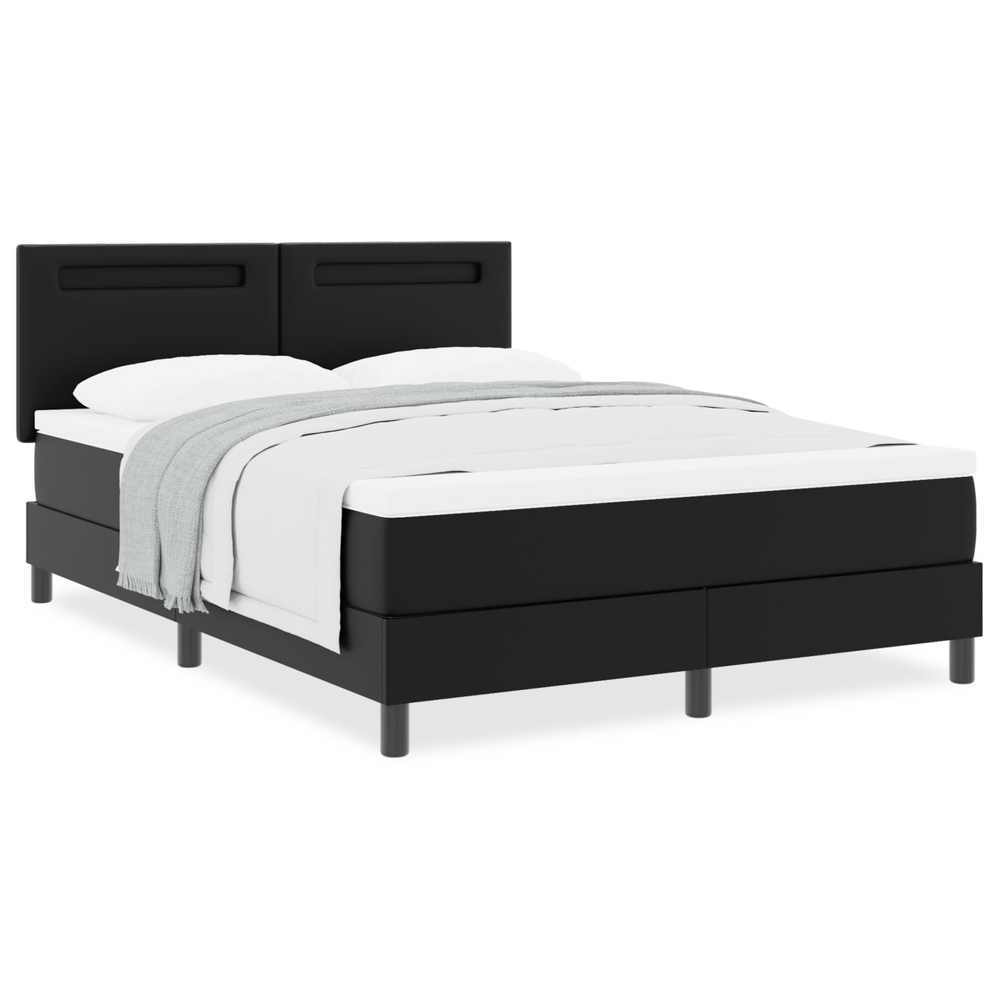 Boxspringbed met matras kunstleer zwart 140x190 cm