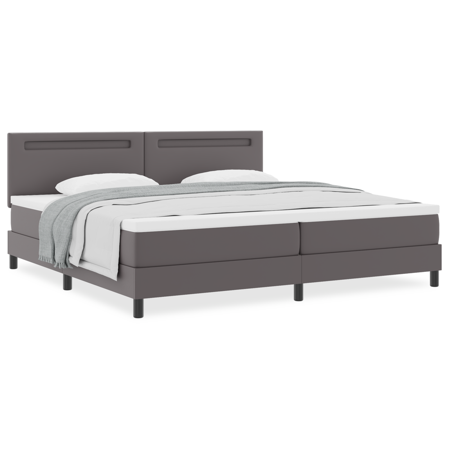 Boxspringbed met matras kunstleer grijs 200x200 cm