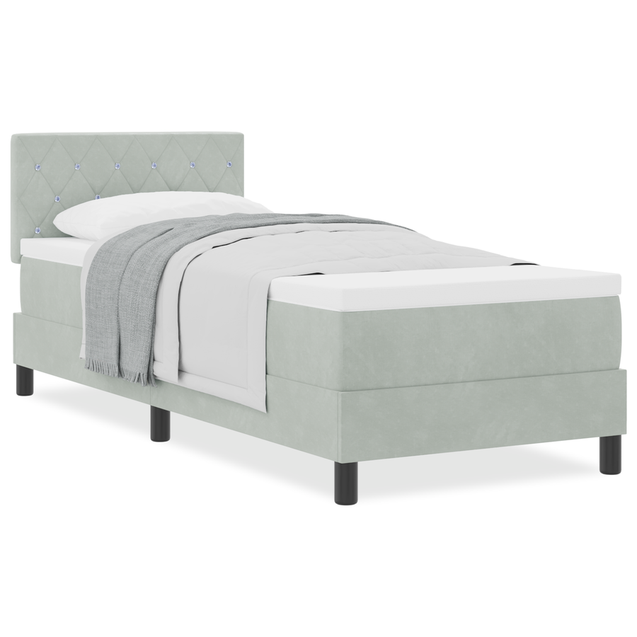 Boxspringbed met matras fluweel lichtgrijs 80x200 cm
