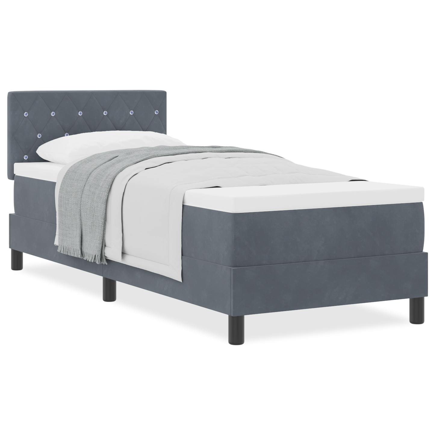 Boxspringbed met matras fluweel donkergrijs 80x200 cm