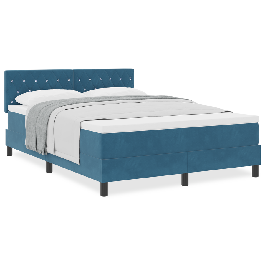 Boxspringbed met matras fluweel donkerblauw 140x200 cm