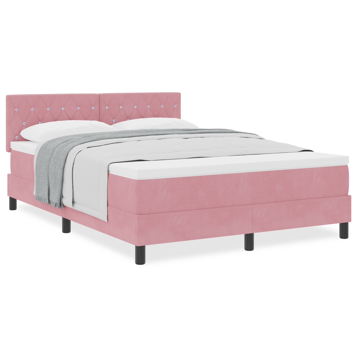 Boxspringbed met matras fluweel roze 140x200 cm