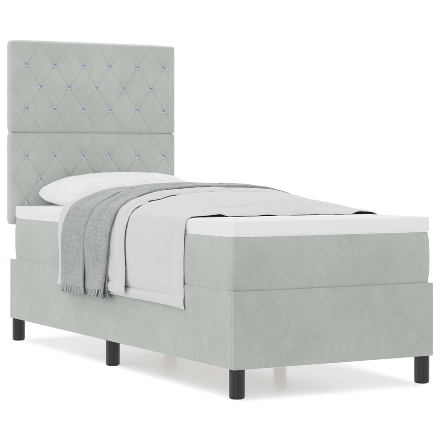 Boxspringbed met matras fluweel lichtgrijs 80x200 cm