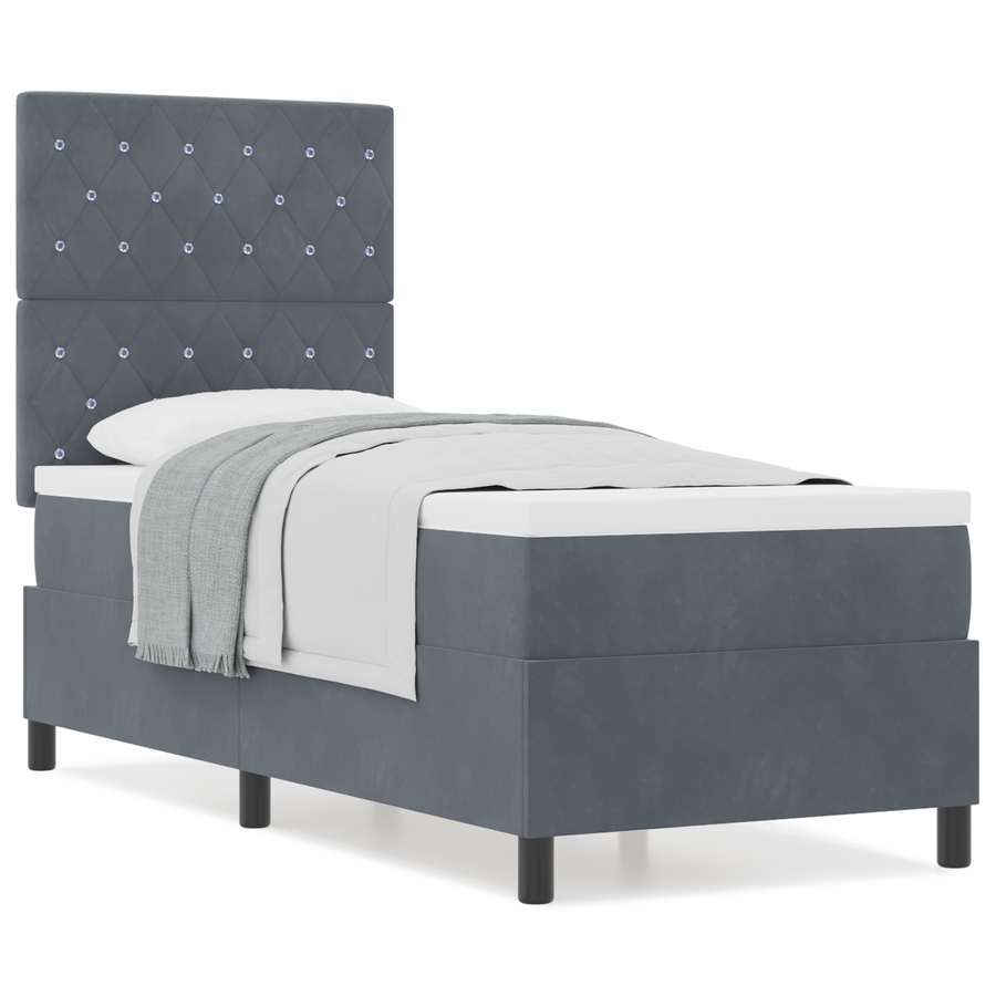 Boxspringbed met matras fluweel donkergrijs 80x200 cm