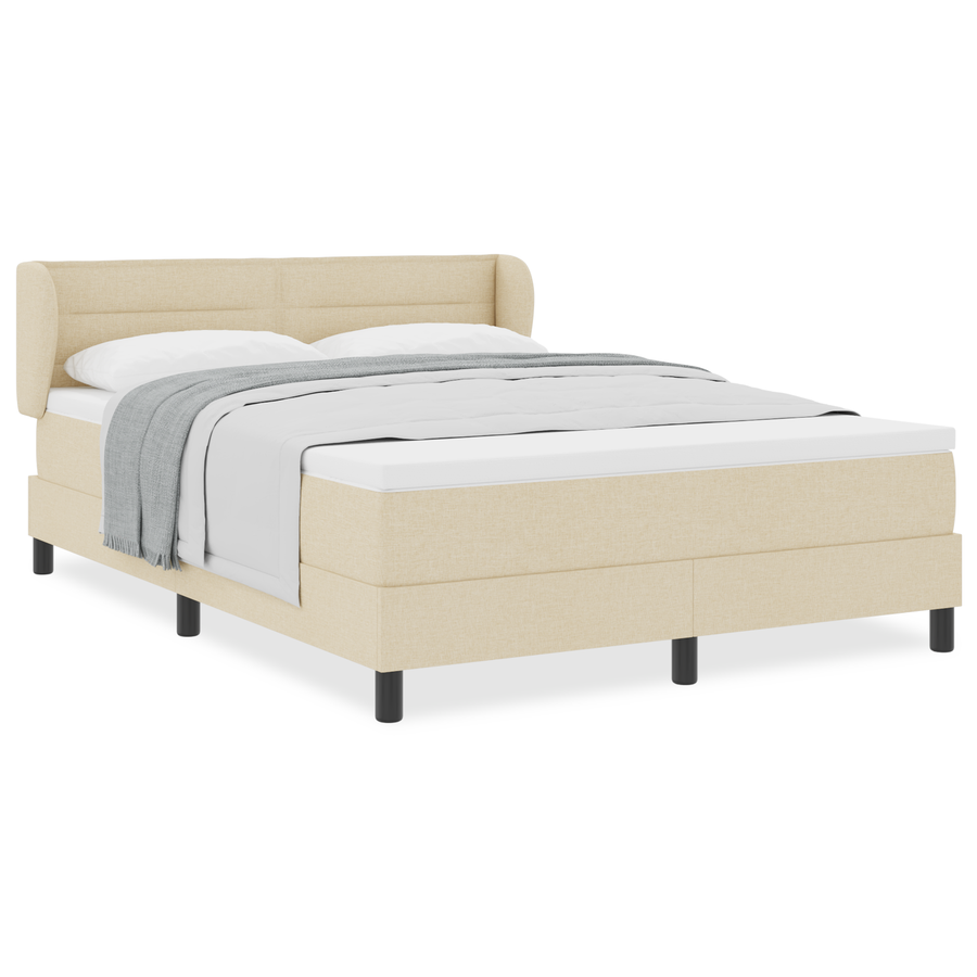 Boxspringbed met matras stof crèmekleurig 140x190 cm