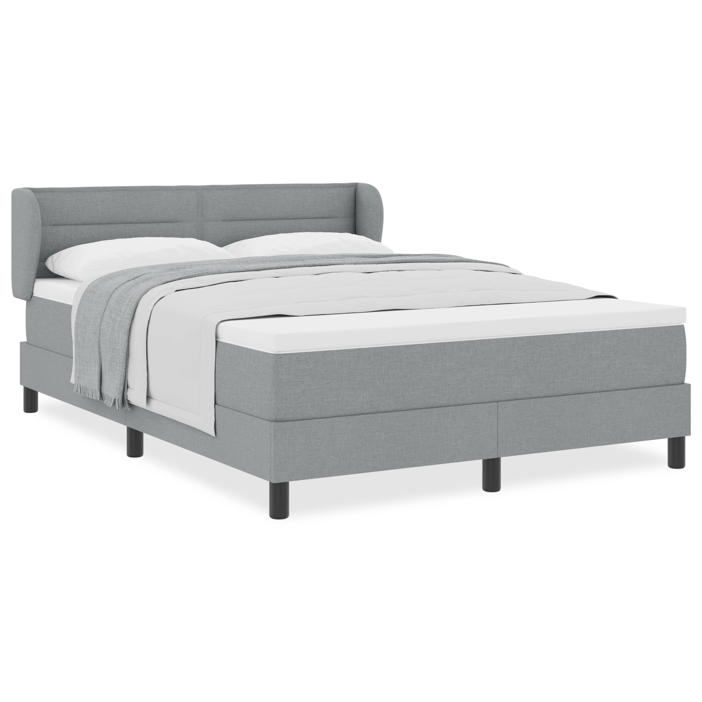Boxspringbed met matras stof lichtgrijs 160x200 cm