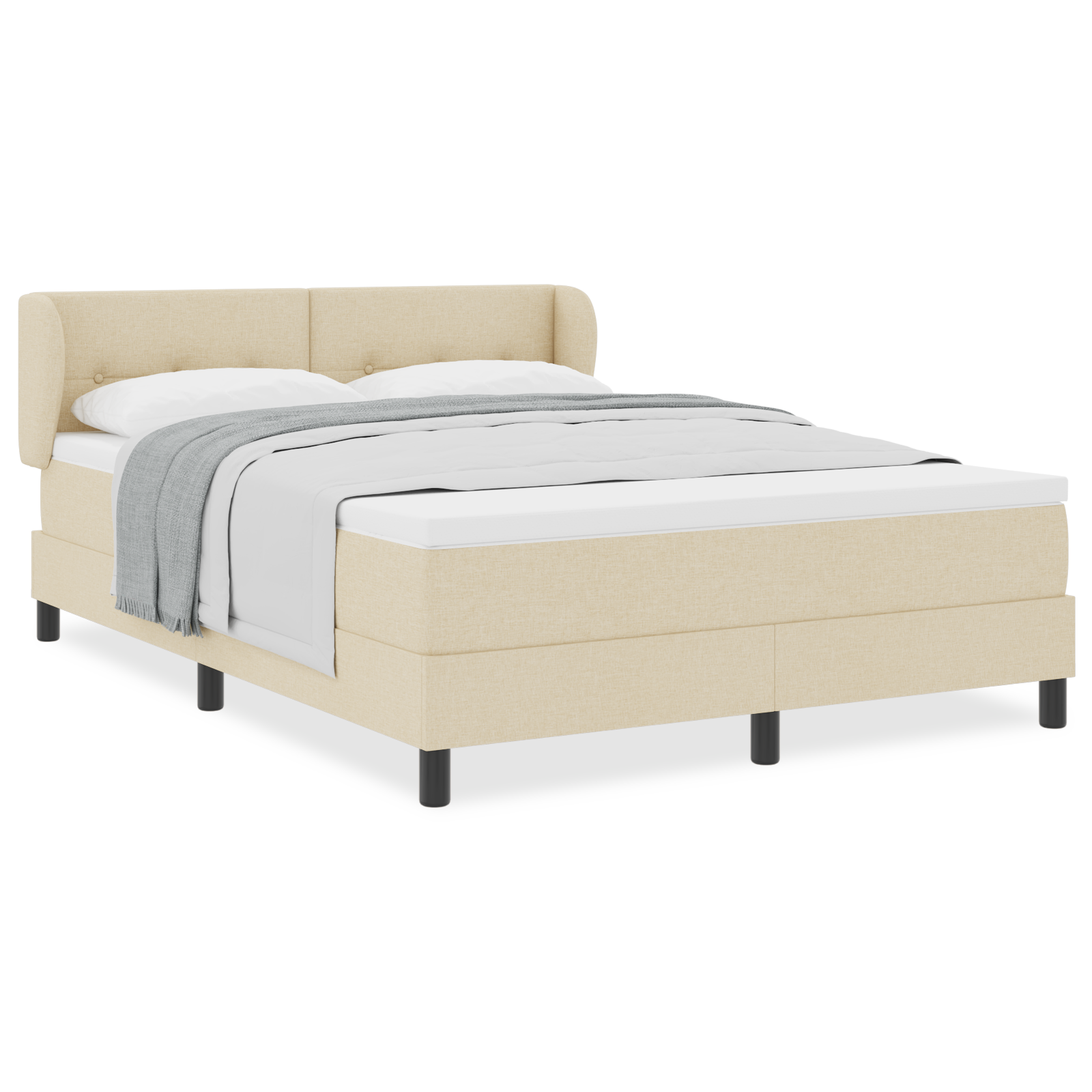 Boxspringbed met matras stof crèmekleurig 140x200 cm
