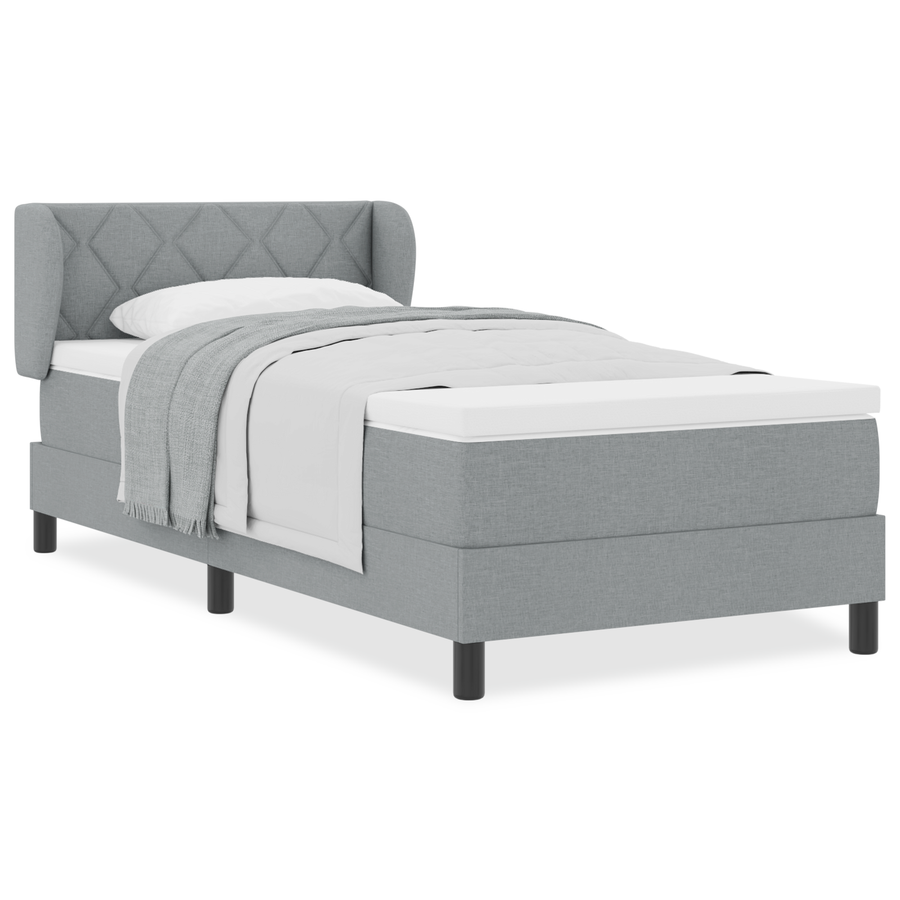 Boxspringbed met matras stof lichtgrijs 90x190 cm