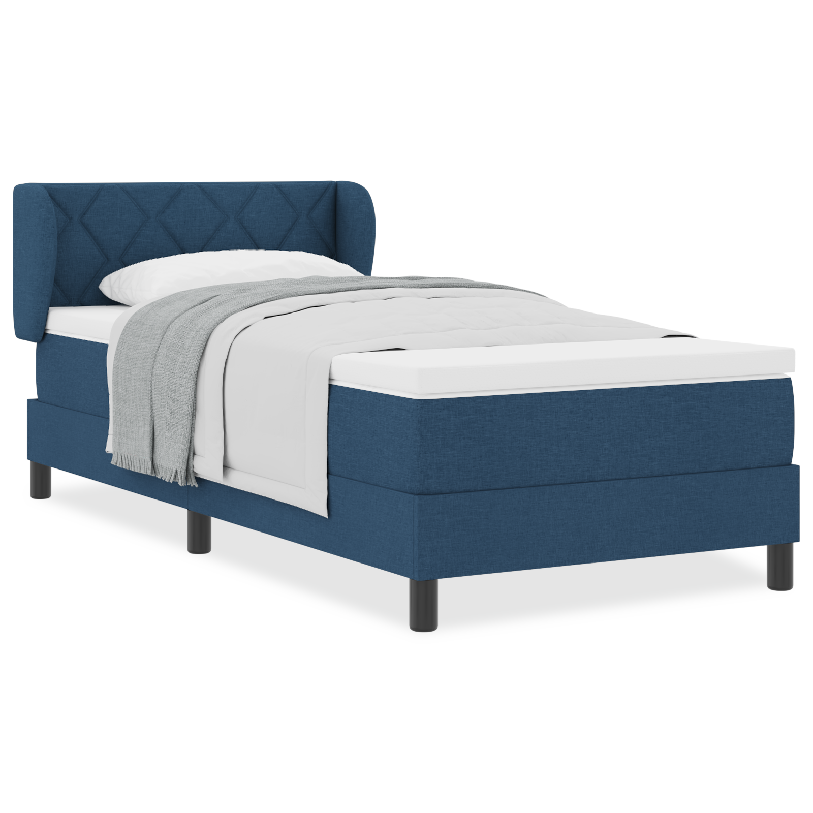 Boxspringbed met matras stof blauw 90x190 cm