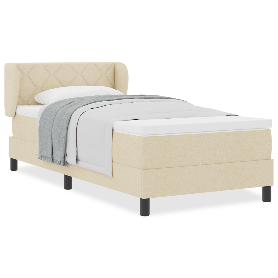 Boxspringbed met matras stof crèmekleurig 100x200 cm