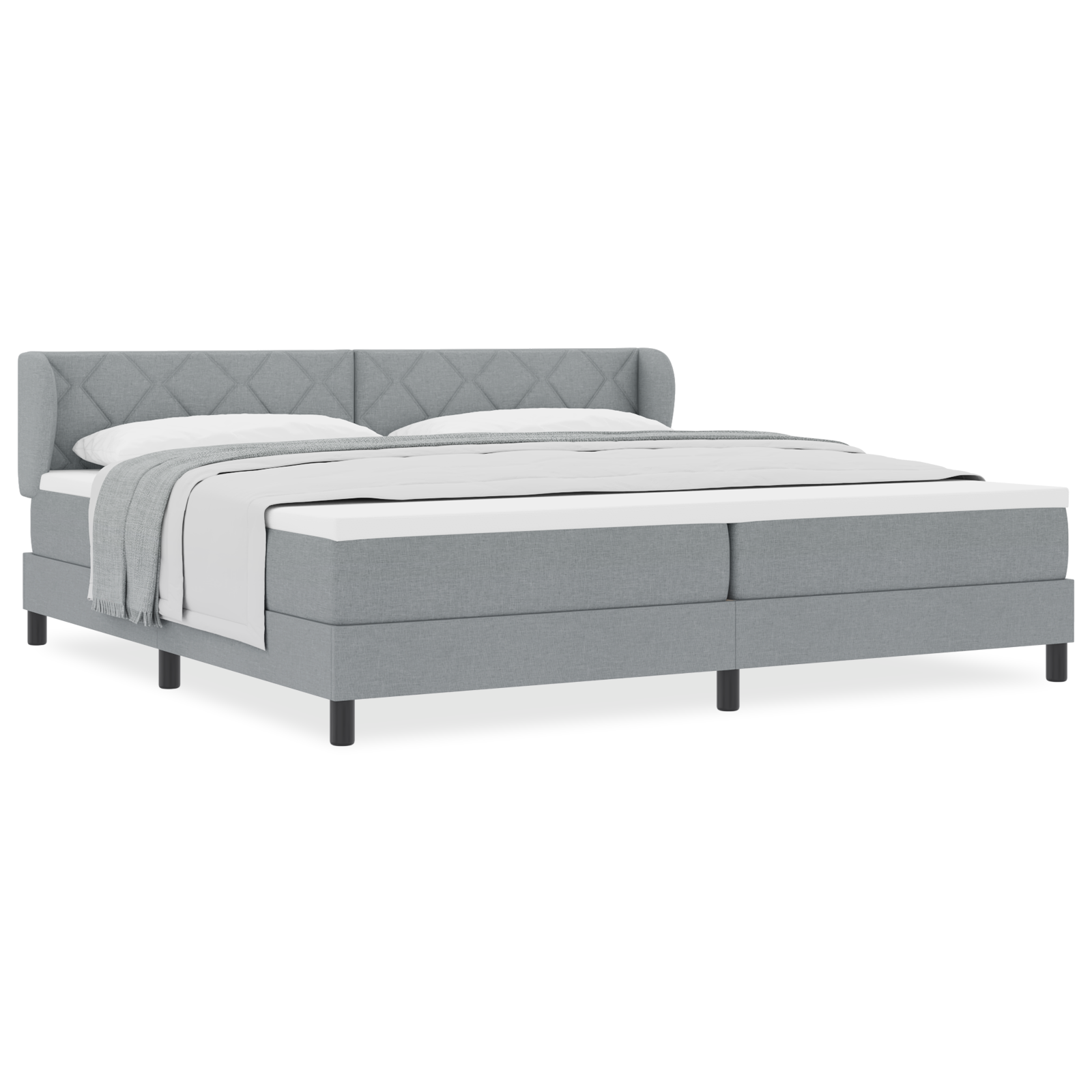 Boxspringbed met matras stof lichtgrijs 200x200 cm