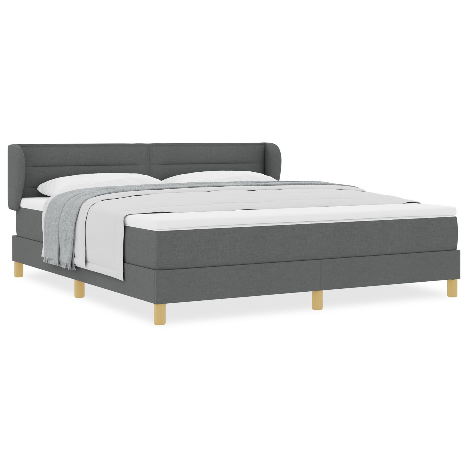 Boxspringbed met matras stof donkergrijs 180x200 cm