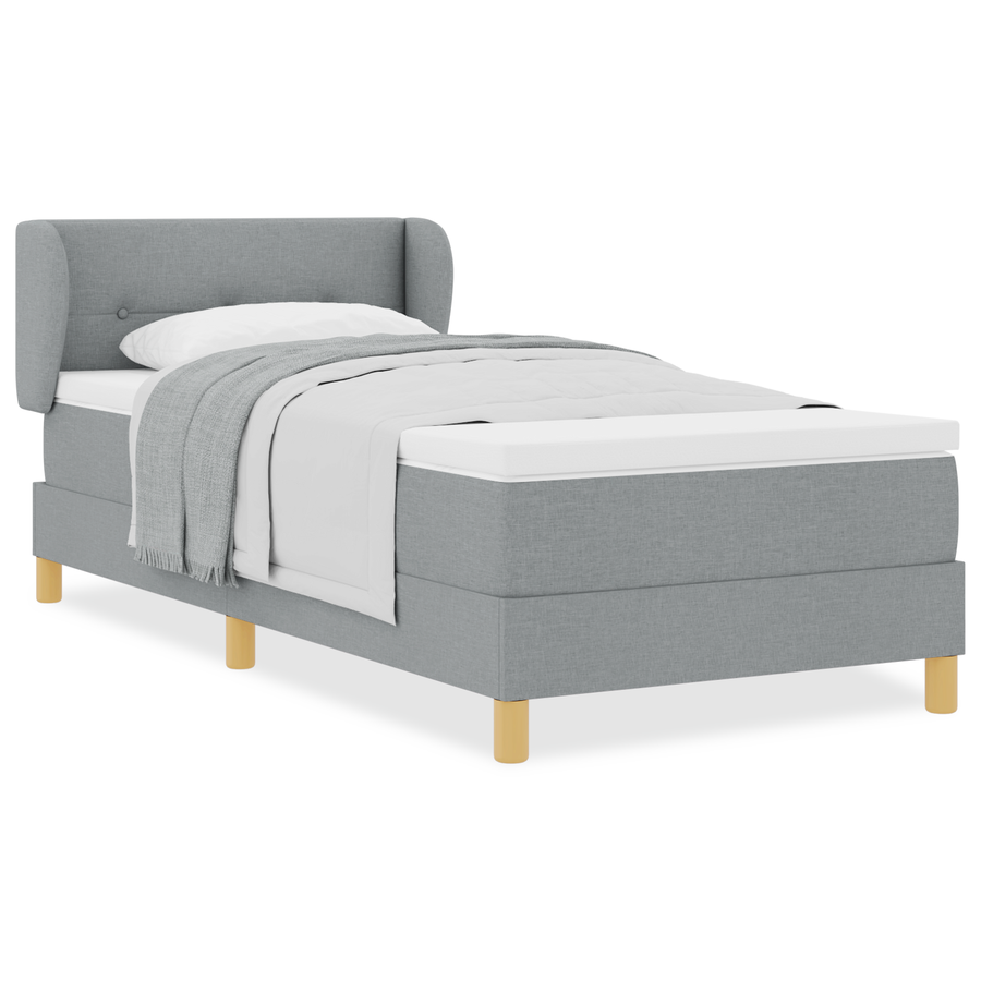 Boxspringbed met matras stof lichtgrijs 90x200 cm