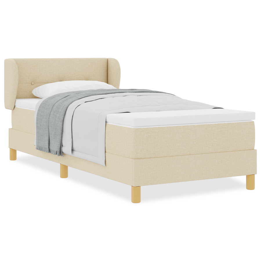 Boxspringbed met matras stof crèmekleurig 100x200 cm