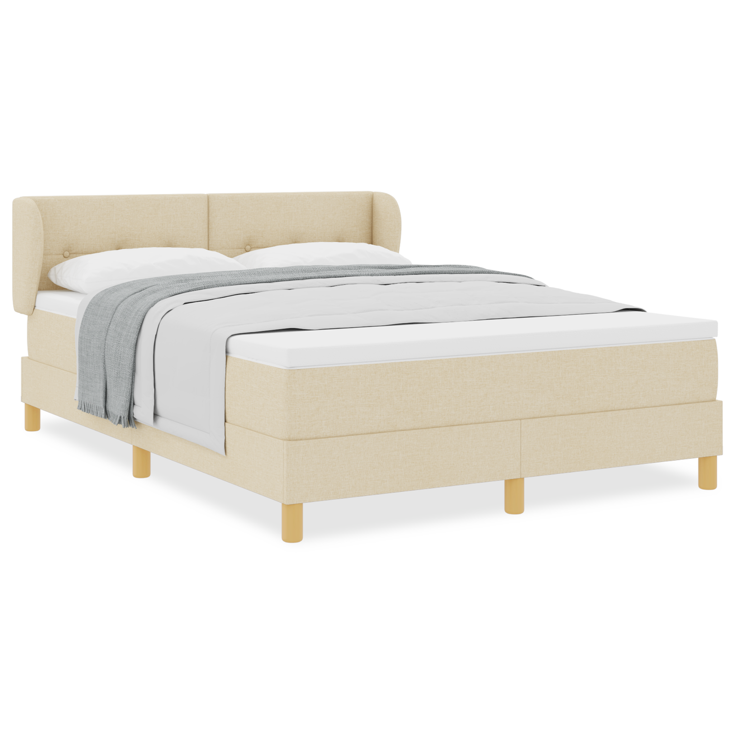 Boxspringbed met matras stof crèmekleurig, 140x200 cm