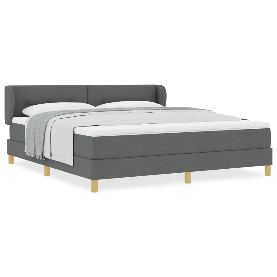 Boxspringbed met Matras Donkergrijs 180x200 cm Stoffen