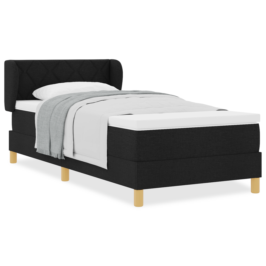 Boxspringbed met matras stof zwart 90x190 cm
