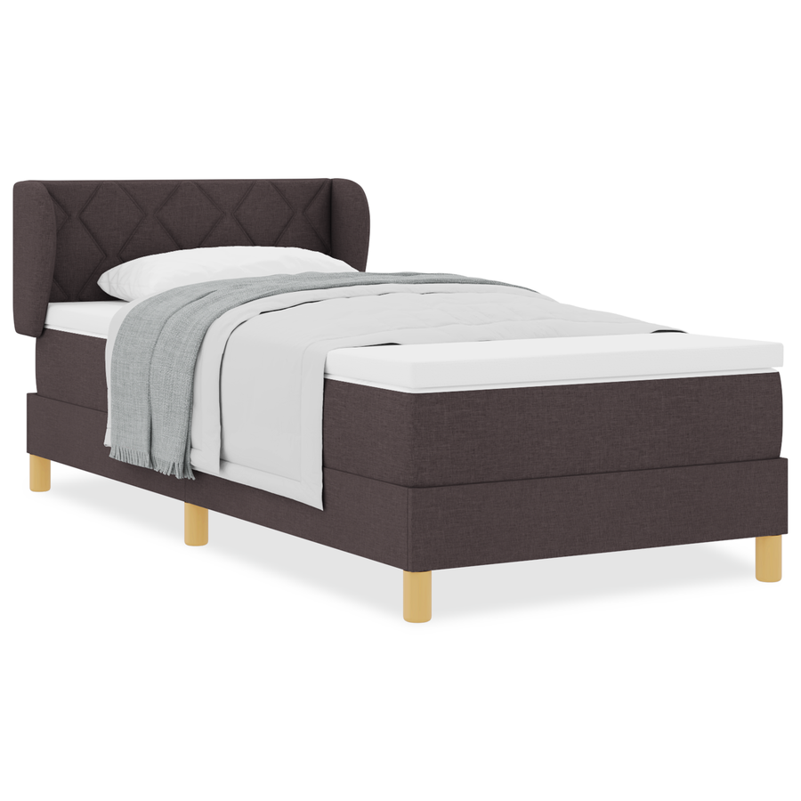 Boxspringbed met matras stof donkerbruin 90x190 cm