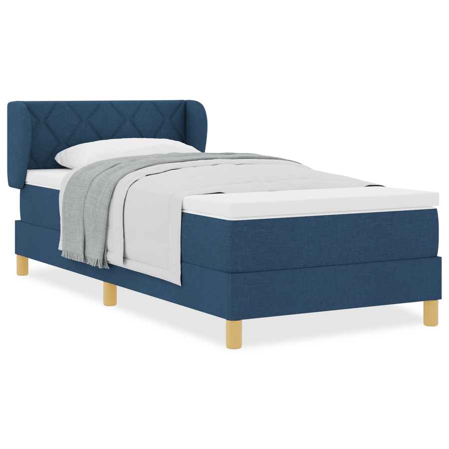 Boxspringbed met matras stof blauw 90x190 cm