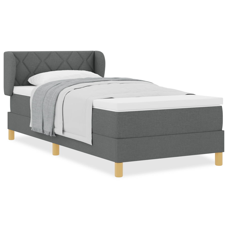 Boxspringbed met matras stof donkergrijs 90x200 cm