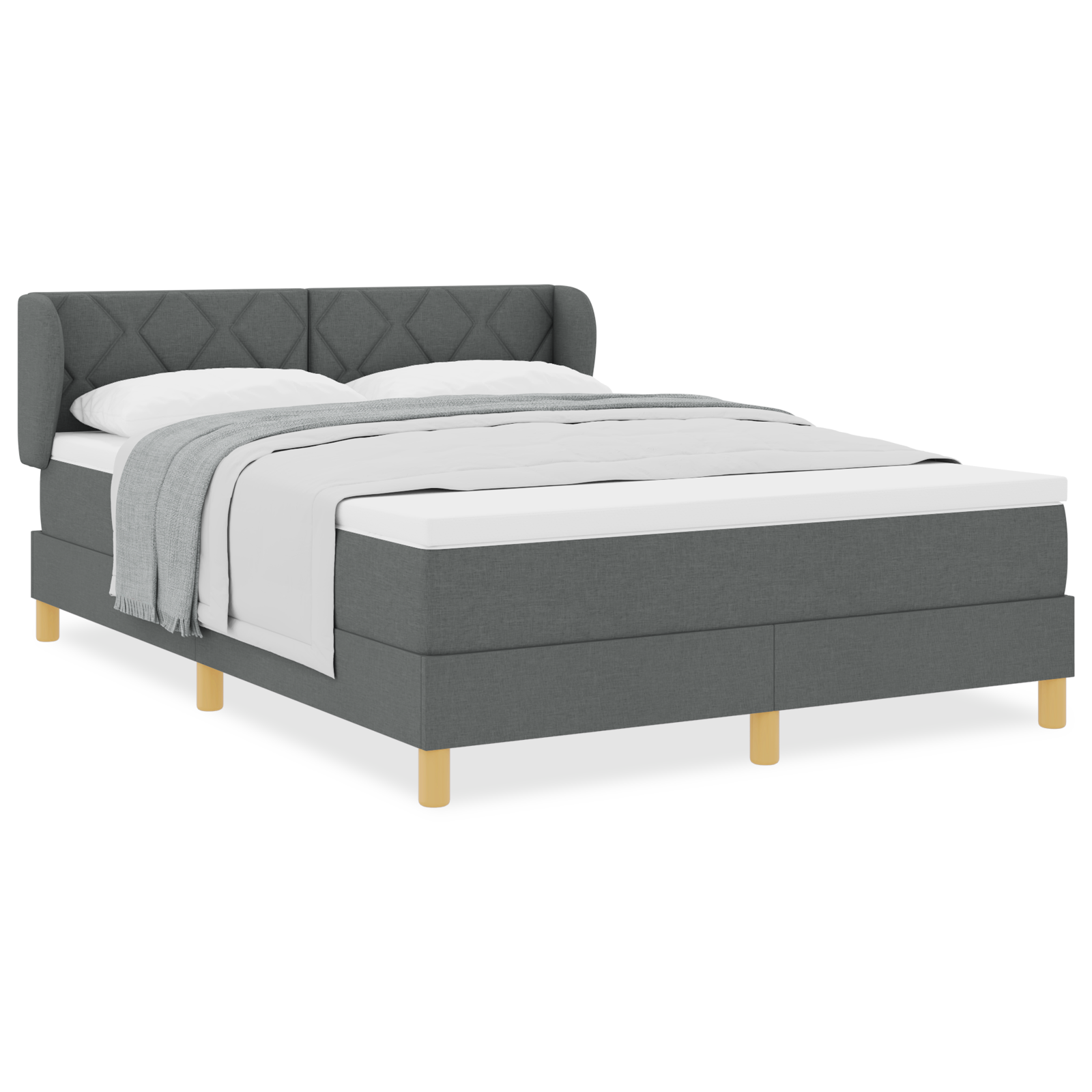 Boxspringbed met matras stof donkergrijs 140x190 cm