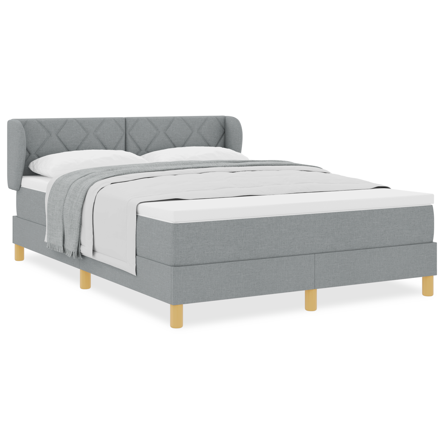 Boxspringbed met matras stof lichtgrijs 160x200 cm