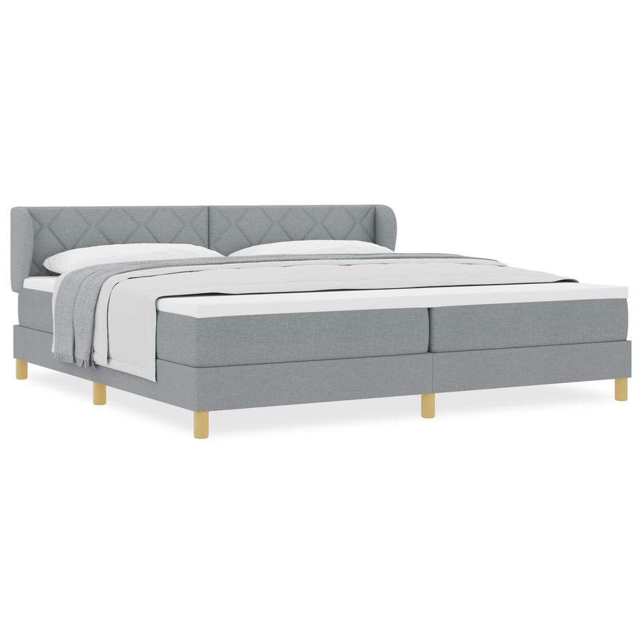 Boxspringbed met matras stof lichtgrijs 200x200 cm