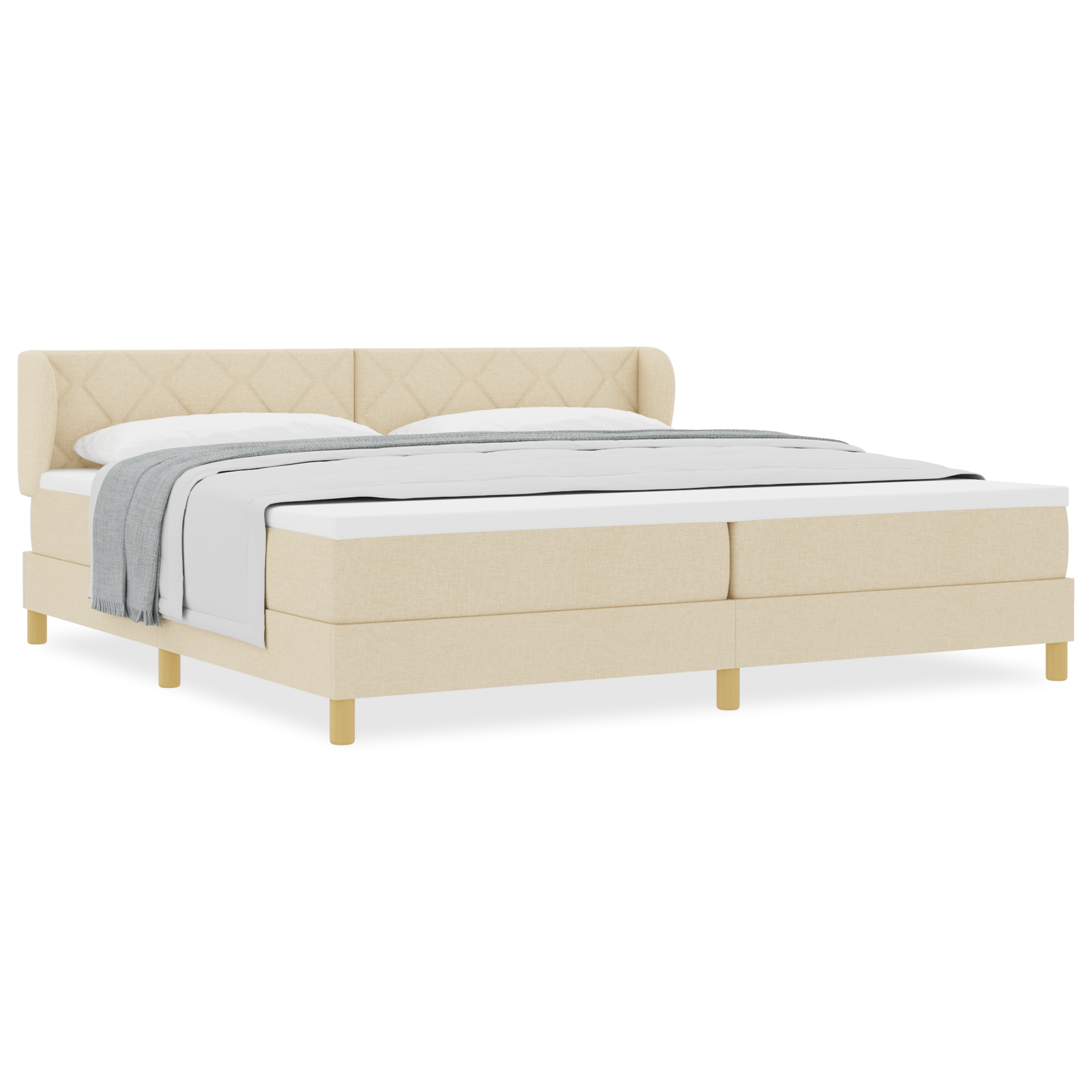 Boxspringbed met matras stof crèmekleurig 200x200 cm