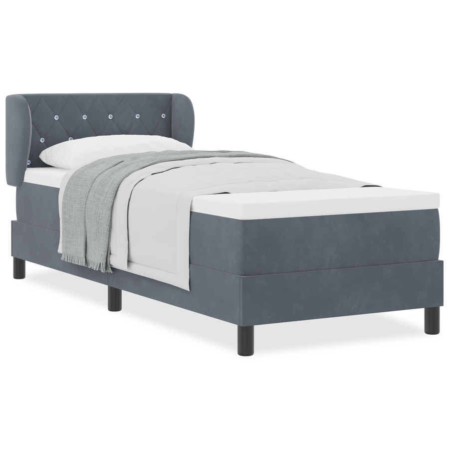 Boxspringbed met matras fluweel donkergrijs 80x200 cm